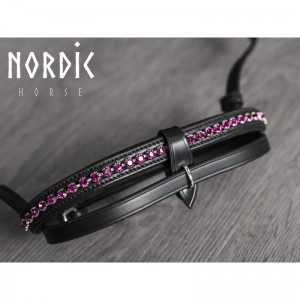 Nordic Horse Nasenriemen englisch kombiniert mit großen Steinen pink silber