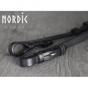 Nordic Horse Zügel Biothane mit Zaumhaken mit Stegen schwarz