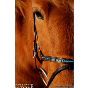 Nordic Horse Nasenriemen englisch-kombiniert mit opakblauen Steinchen